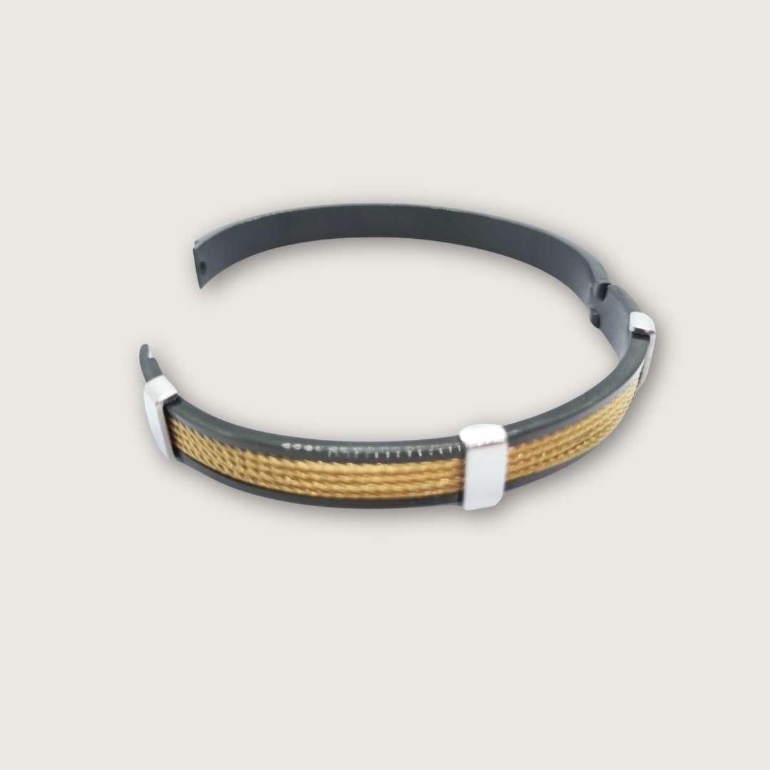 Men's Black Kada Bracelet |Gold