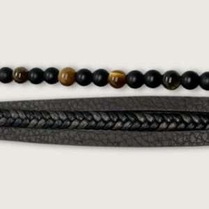 Dark Brown Braided tiger's eye beaded Bracelet