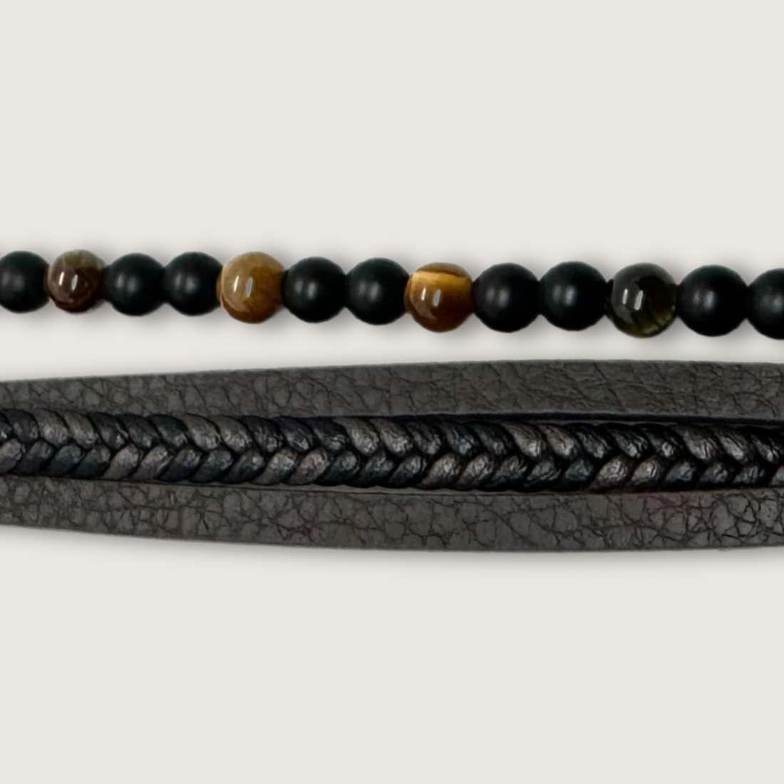 Dark Brown Braided tiger's eye beaded Bracelet