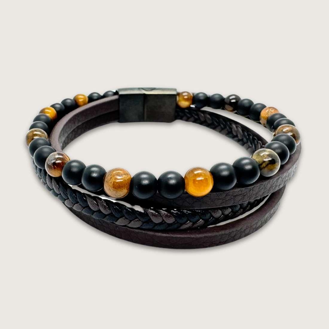 Dark Brown Braided Leather Bracelet for man|boys online