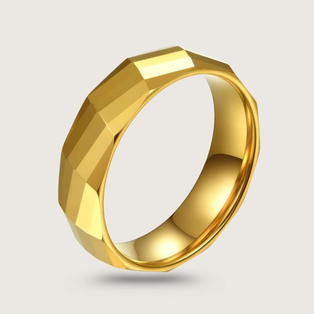 Mustifaceted Gold Tungsten Wedding Ring for man|boys online under 500