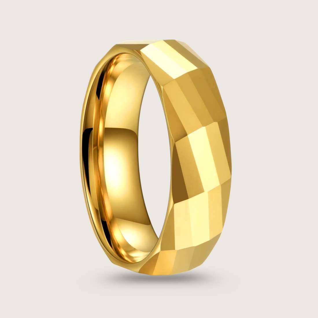 Mustifaceted Gold Tungsten Wedding Ring for man|boys online under 500