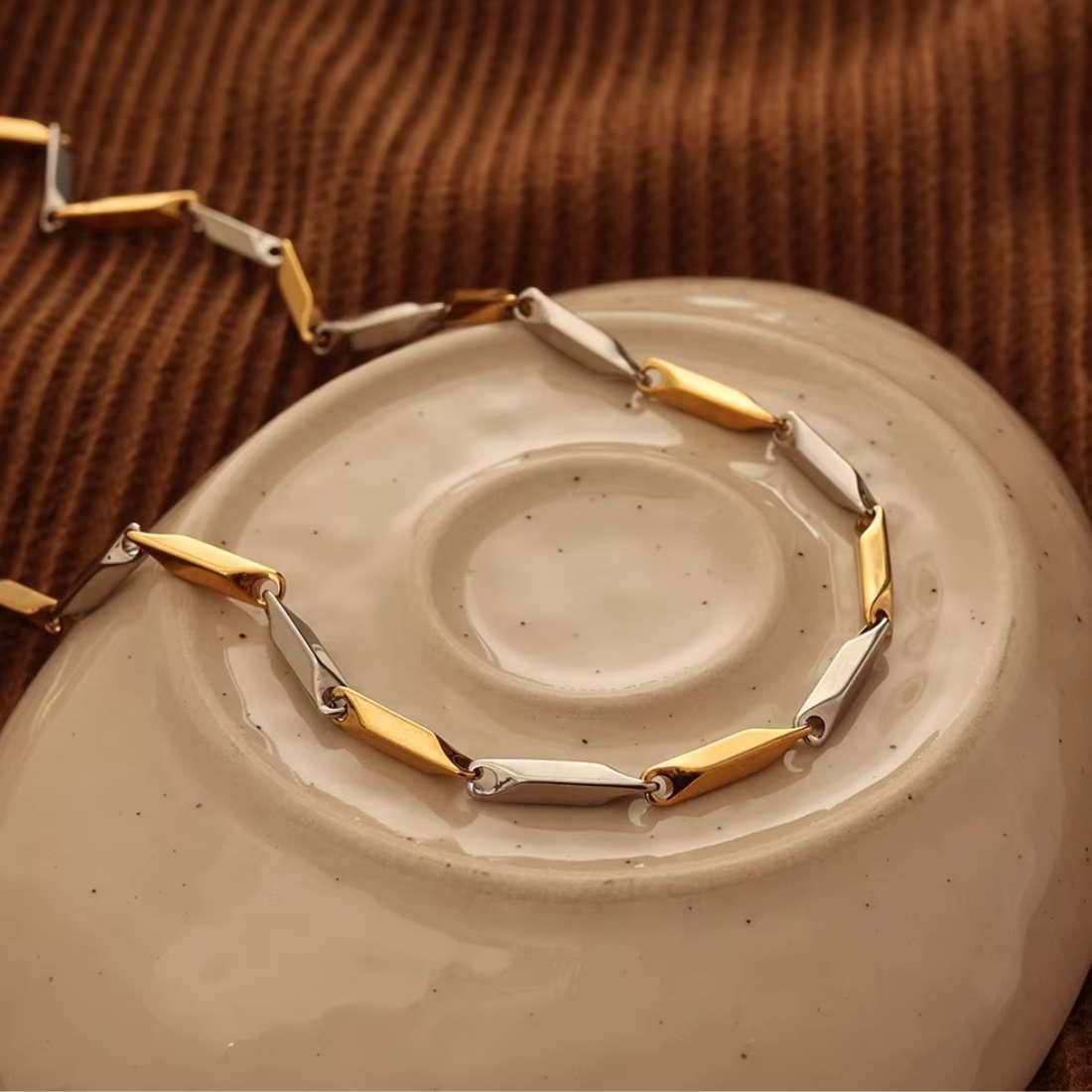 Dual-Tone Gold & Silver Chain Necklace for man|boys online under 500