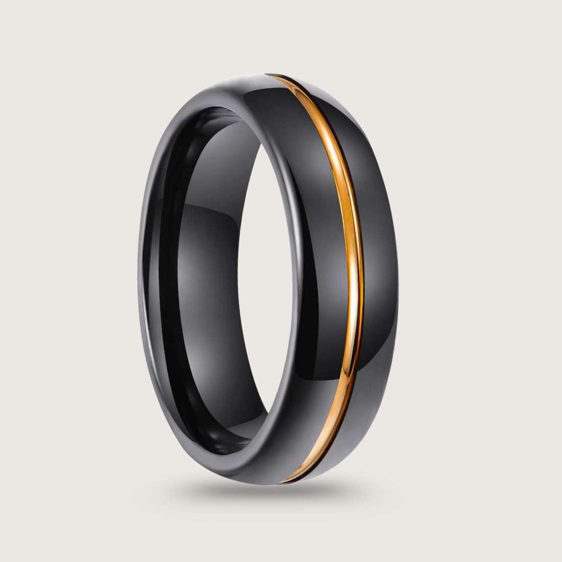 Black Tungsten Ring with Wood Inlay for man|boys online under 500