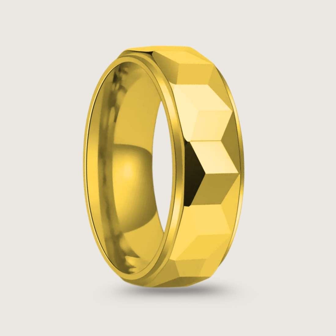 Faceted Gold Tungsten Ring for man|Boys online under 500