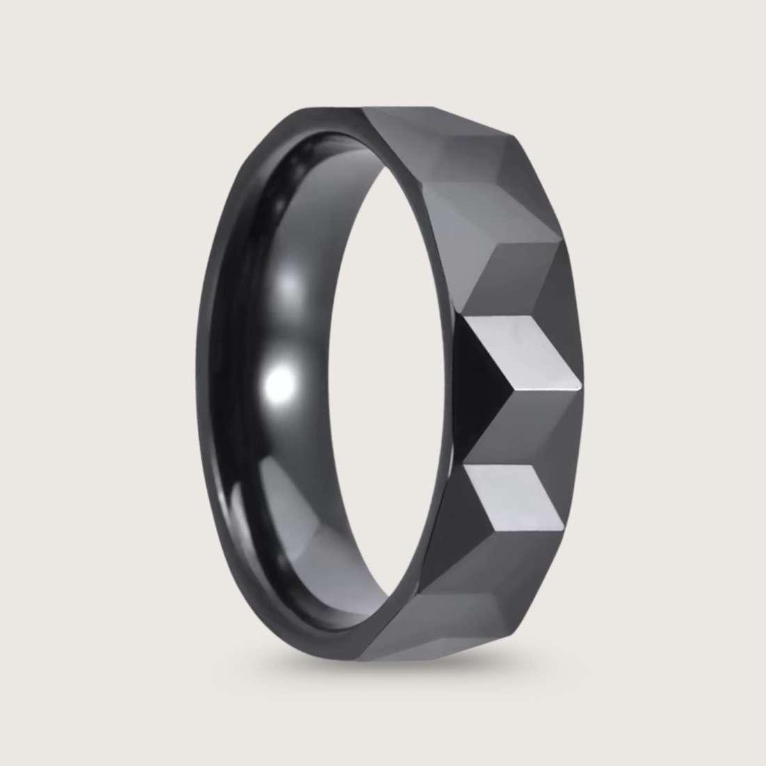 Matte Black Faceted Tungsten Ring for man |boys online under 500